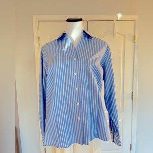 Blue and White Striped Button Down Shirt
